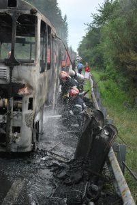 bus accident on the side of the street