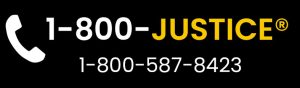 1800 justice phone number with phone icon on black background
