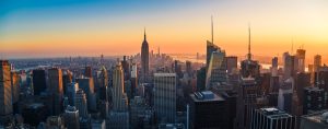 manhattan skyline during sunset