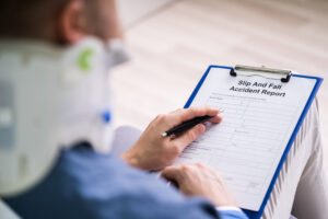 Person reviewing a slip and fall accident report, highlighting the strict Notice of Claim deadline for NYCHA housing cases in New York.